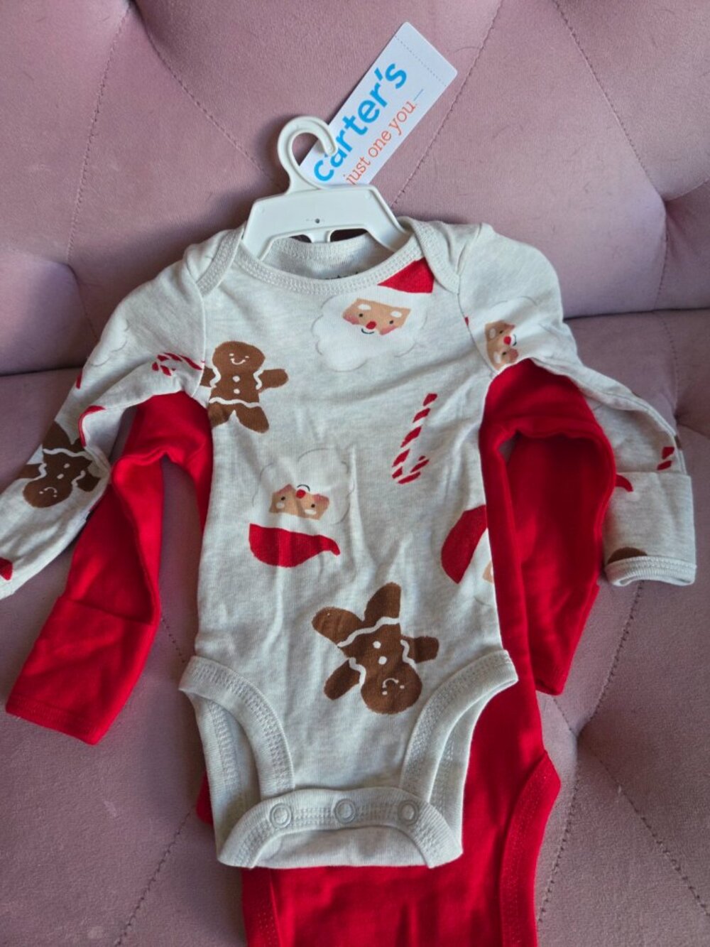 Carter's My First Christmas" 2-Pack Long Sleeve Bodysuits - NB - Picture 2 of 3